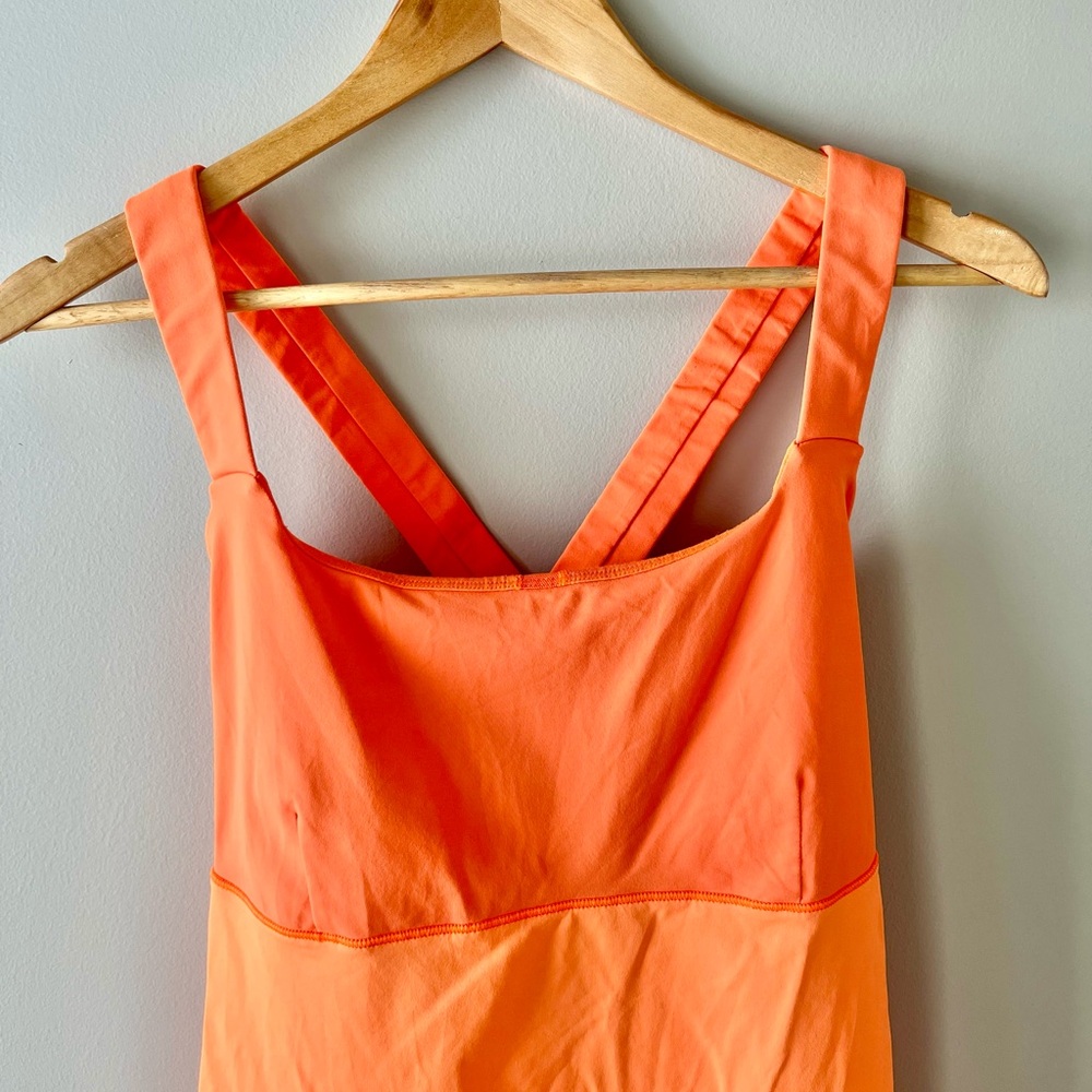Lululemon Track and Train Tank Top Orange Cross Back Built-In Bra Size 4/6 -Gym - Picture 5 of 10
